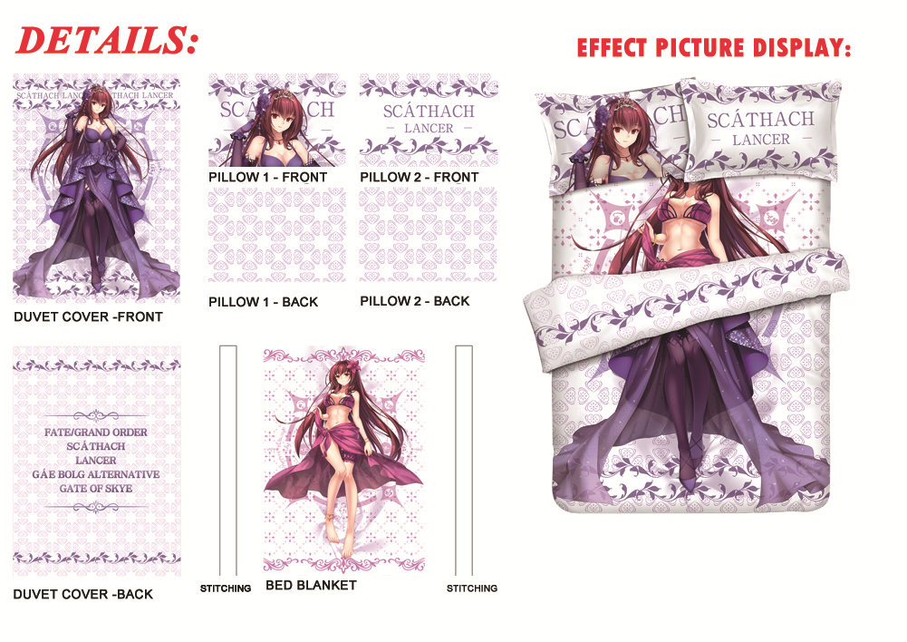 Scathach- Fate Japanese Anime Bed Sheet Duvet Cover with Pillow Covers